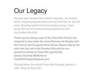 Vistahillsvineyard.com